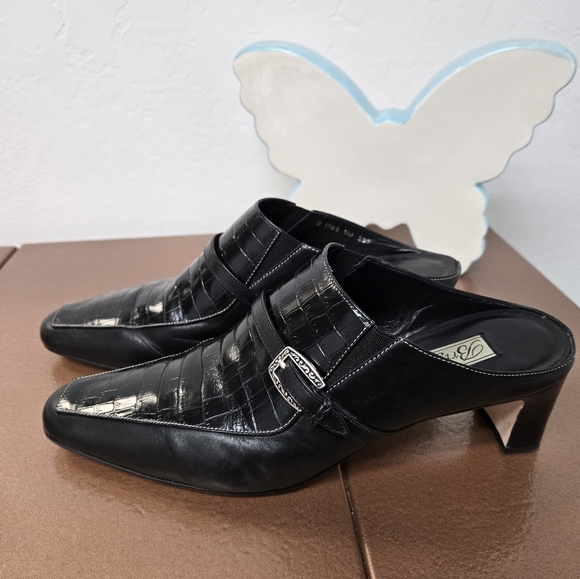 Brighton Black Crocodile Pattern slip on heels Size 9 - Picture 2 of 10